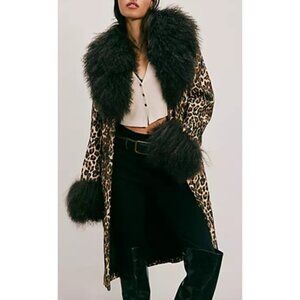 Charlotte Simone Harley Coat Womens S Leopard Faux Fur Luxury Mob Wife Chic Glam